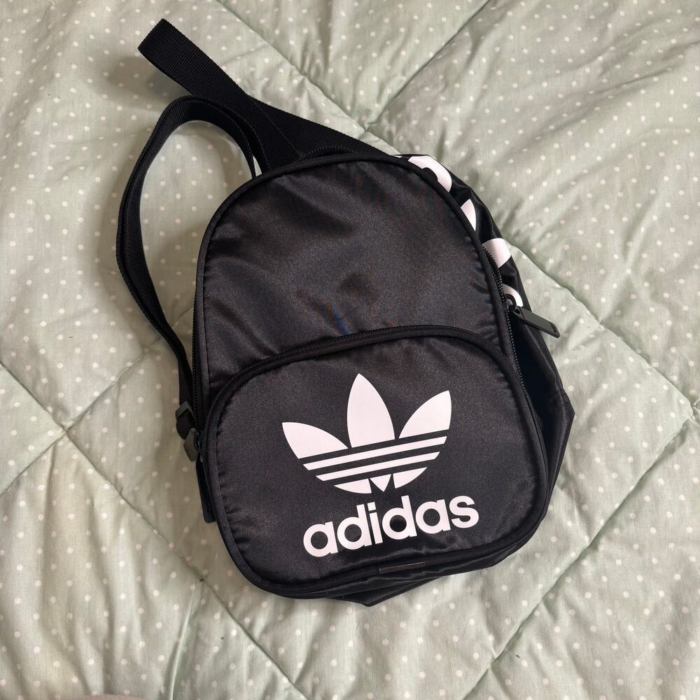 Adidas Originals Mini Backpack Black White Trefoil Logo Small Travel Bag